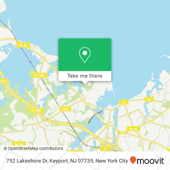 Mapa de 752 Lakeshore Dr, Keyport, NJ 07735