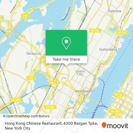 Hong Kong Chinese Restaurant, 4300 Bergen Tpke map