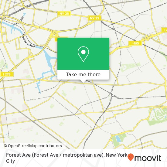 Mapa de Forest Ave (Forest Ave / metropolitan ave), Ridgewood (FRESH POND), NY 11385