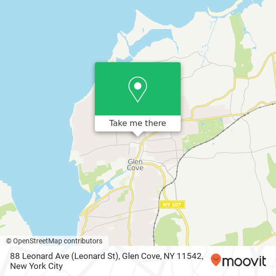 88 Leonard Ave (Leonard St), Glen Cove, NY 11542 map