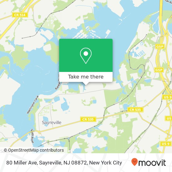 Mapa de 80 Miller Ave, Sayreville, NJ 08872