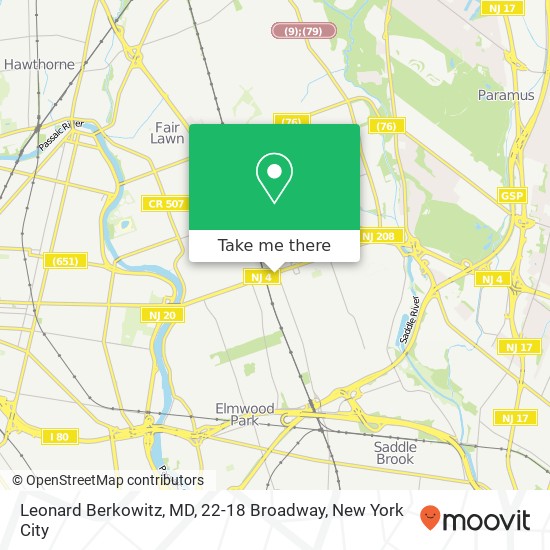 Leonard Berkowitz, MD, 22-18 Broadway map