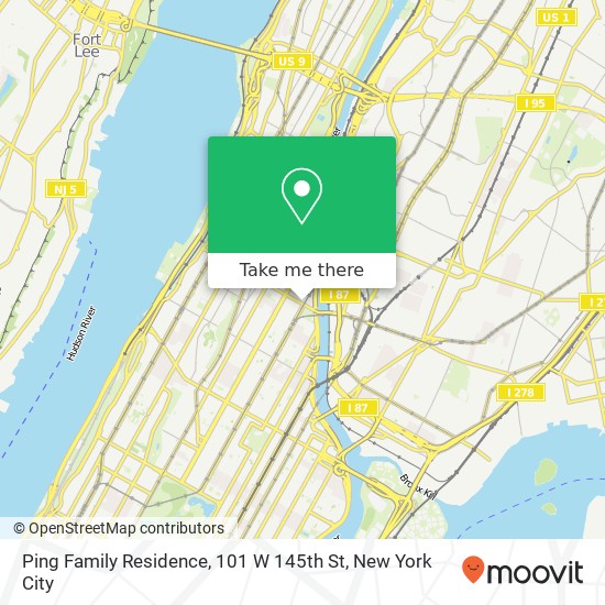 Mapa de Ping Family Residence, 101 W 145th St