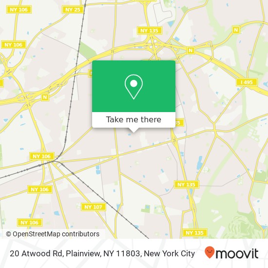 Mapa de 20 Atwood Rd, Plainview, NY 11803