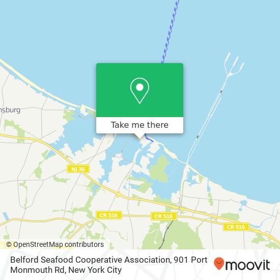 Mapa de Belford Seafood Cooperative Association, 901 Port Monmouth Rd