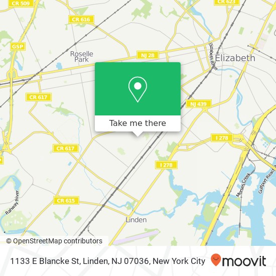 Mapa de 1133 E Blancke St, Linden, NJ 07036