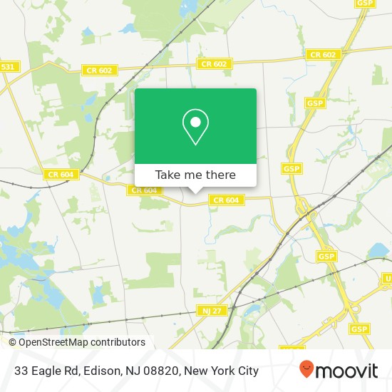 Mapa de 33 Eagle Rd, Edison, NJ 08820
