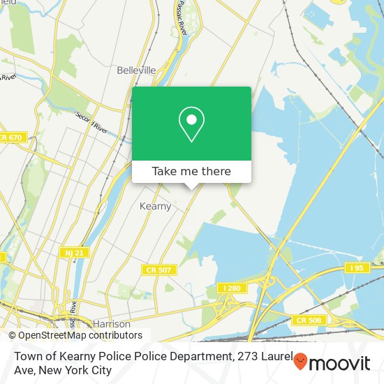 Town of Kearny Police Police Department, 273 Laurel Ave map