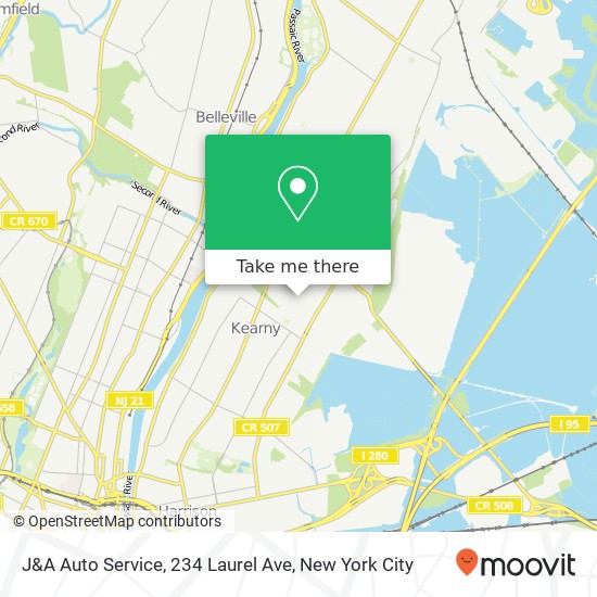 Mapa de J&A Auto Service, 234 Laurel Ave