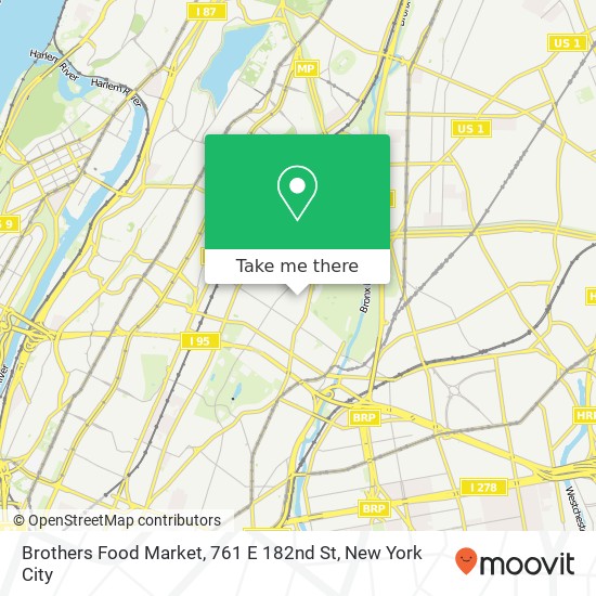 Mapa de Brothers Food Market, 761 E 182nd St