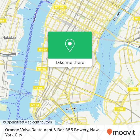 Mapa de Orange Valve Restaurant & Bar, 355 Bowery