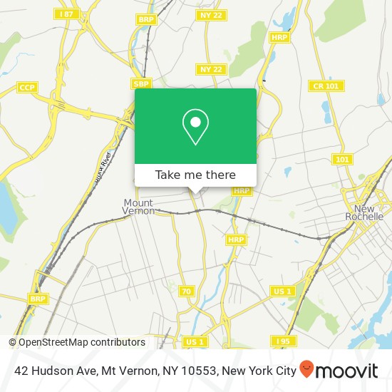 Mapa de 42 Hudson Ave, Mt Vernon, NY 10553