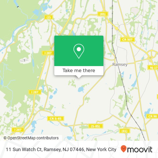 Mapa de 11 Sun Watch Ct, Ramsey, NJ 07446