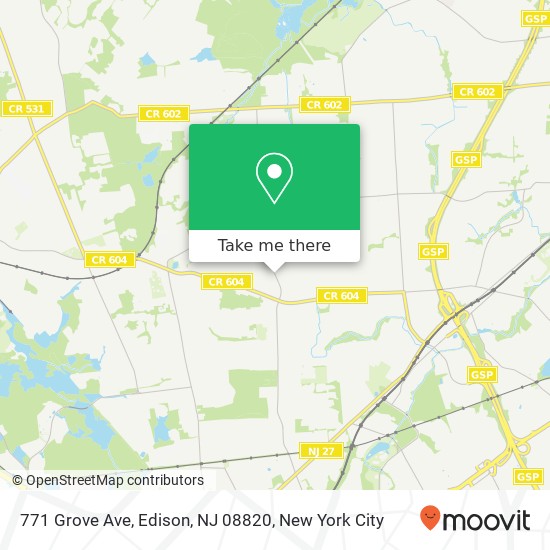 Mapa de 771 Grove Ave, Edison, NJ 08820