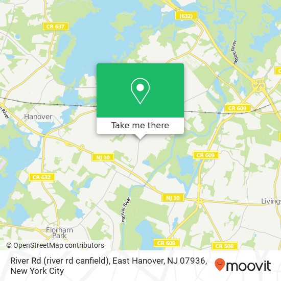 Mapa de River Rd (river rd canfield), East Hanover, NJ 07936