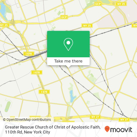 Greater Rescue Church of Christ of Apolostic Faith, 110th Rd map