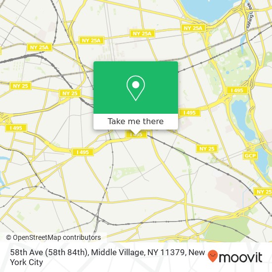 Mapa de 58th Ave (58th 84th), Middle Village, NY 11379