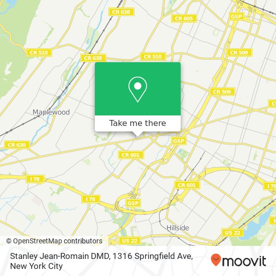 Mapa de Stanley Jean-Romain DMD, 1316 Springfield Ave