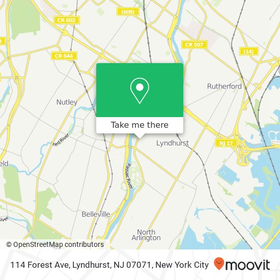 Mapa de 114 Forest Ave, Lyndhurst, NJ 07071