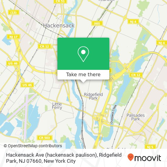 Mapa de Hackensack Ave (hackensack paulison), Ridgefield Park, NJ 07660