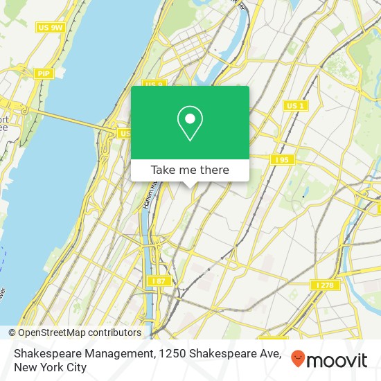 Mapa de Shakespeare Management, 1250 Shakespeare Ave