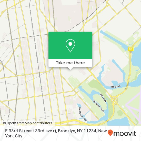 Mapa de E 33rd St (east 33rd ave r), Brooklyn, NY 11234