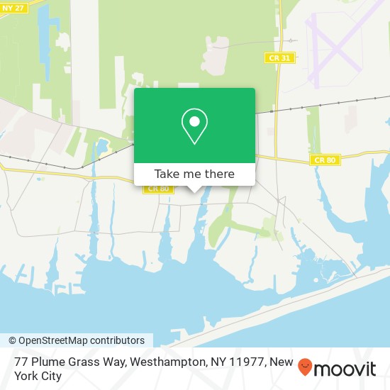 Mapa de 77 Plume Grass Way, Westhampton, NY 11977