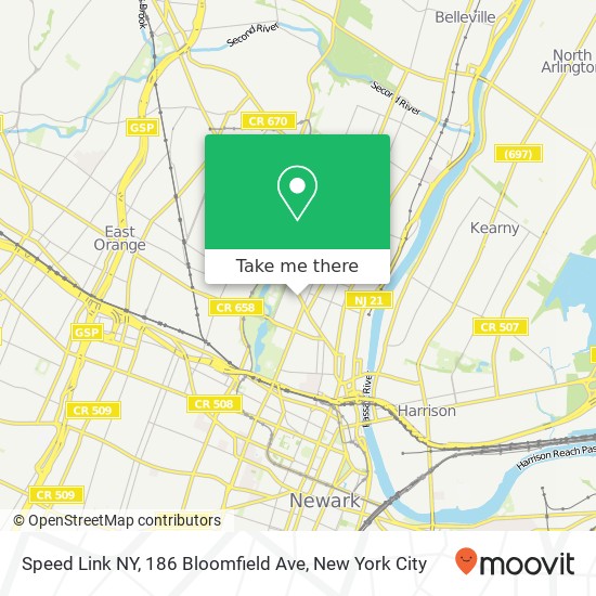 Mapa de Speed Link NY, 186 Bloomfield Ave