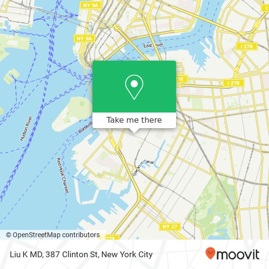 Liu K MD, 387 Clinton St map