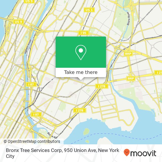 Mapa de Bronx Tree Services Corp, 950 Union Ave