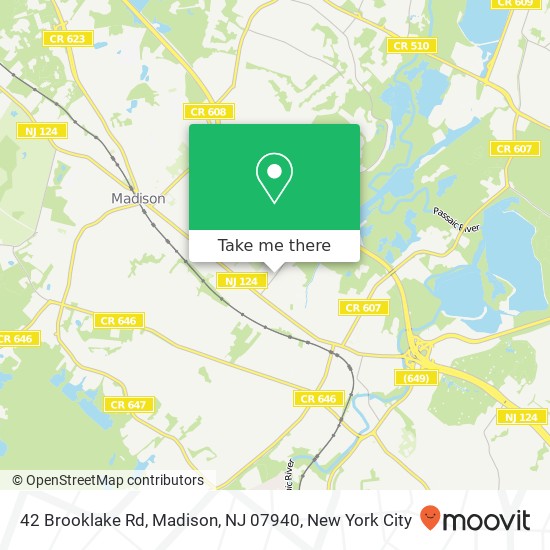 Mapa de 42 Brooklake Rd, Madison, NJ 07940
