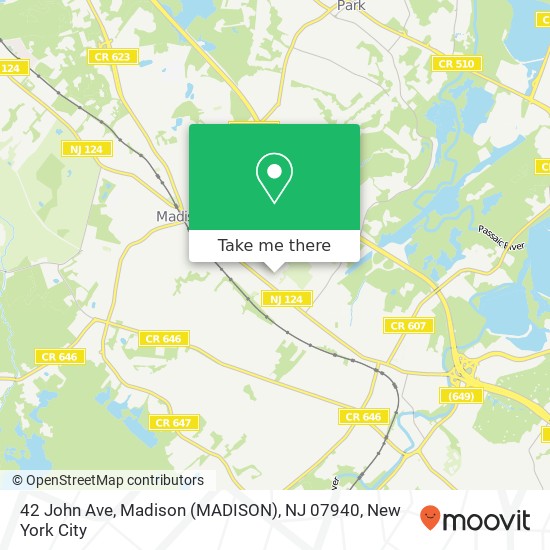 Mapa de 42 John Ave, Madison (MADISON), NJ 07940