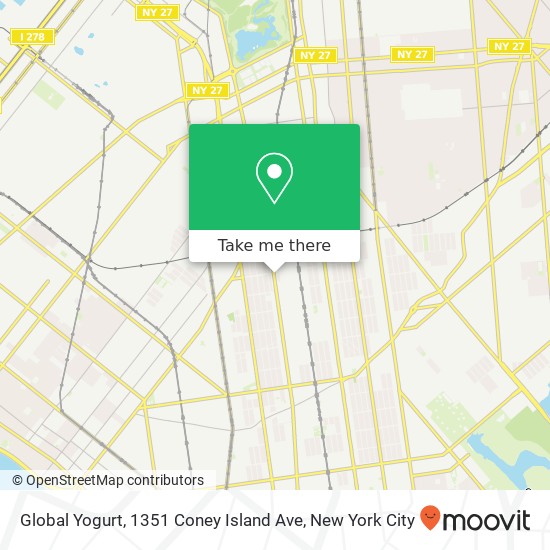 Mapa de Global Yogurt, 1351 Coney Island Ave