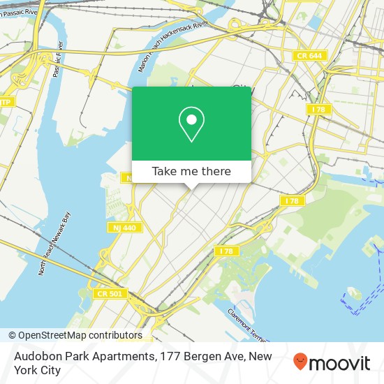 Mapa de Audobon Park Apartments, 177 Bergen Ave