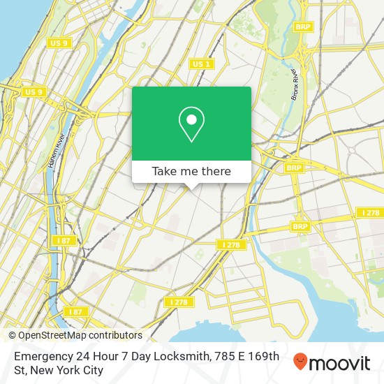 Emergency 24 Hour 7 Day Locksmith, 785 E 169th St map