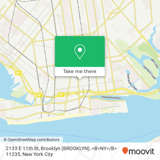 2133 E 11th St, Brooklyn (BROOKLYN), <B>NY< / B> 11235 map