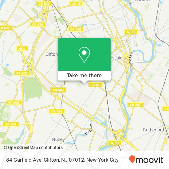 Mapa de 84 Garfield Ave, Clifton, NJ 07012