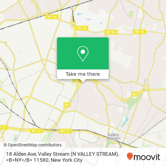 Mapa de 18 Alden Ave, Valley Stream (N VALLEY STREAM), <B>NY< / B> 11580