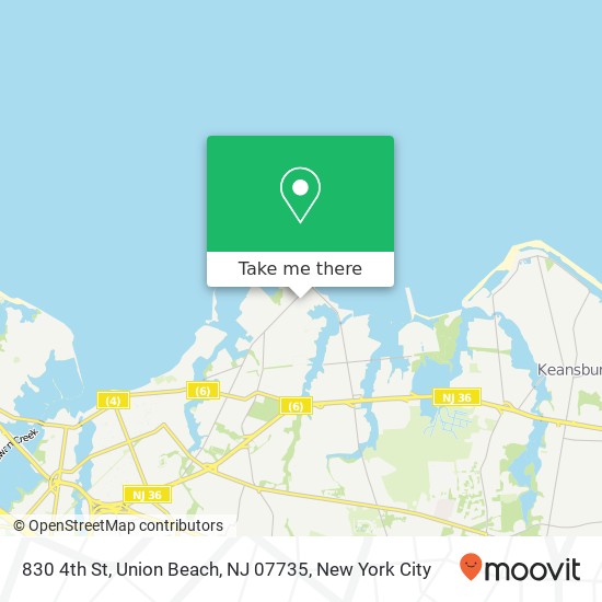 Mapa de 830 4th St, Union Beach, NJ 07735