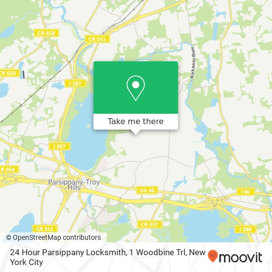 Mapa de 24 Hour Parsippany Locksmith, 1 Woodbine Trl