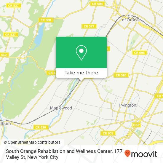 Mapa de South Orange Rehabilation and Wellness Center, 177 Valley St