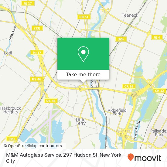 Mapa de M&M Autoglass Service, 297 Hudson St