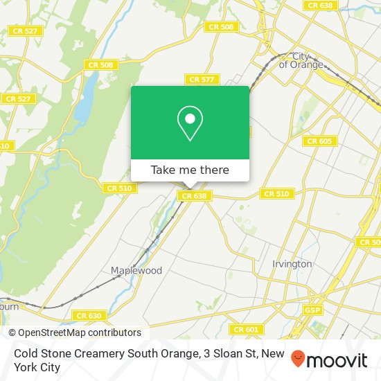 Cold Stone Creamery South Orange, 3 Sloan St map