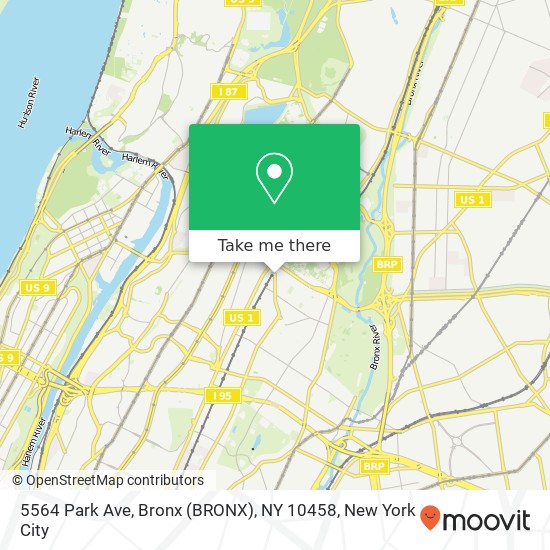 Mapa de 5564 Park Ave, Bronx (BRONX), NY 10458