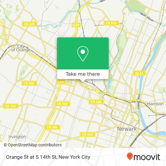 Orange St at S 14th St map