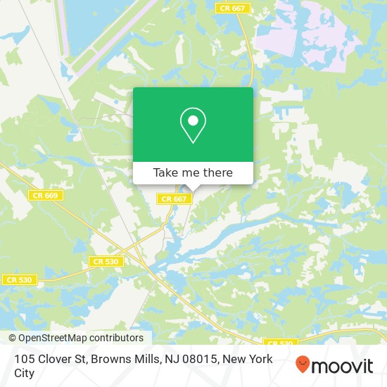 Mapa de 105 Clover St, Browns Mills, NJ 08015