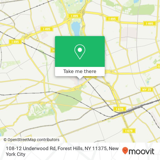 Mapa de 108-12 Underwood Rd, Forest Hills, NY 11375