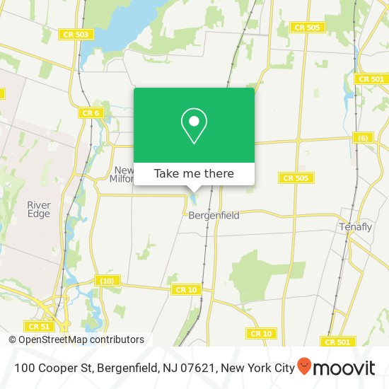 Mapa de 100 Cooper St, Bergenfield, NJ 07621