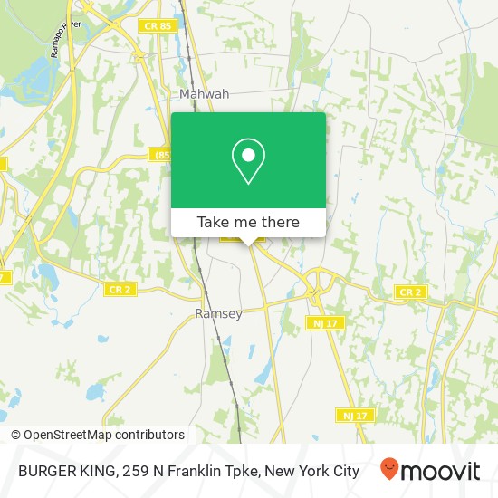 BURGER KING, 259 N Franklin Tpke map