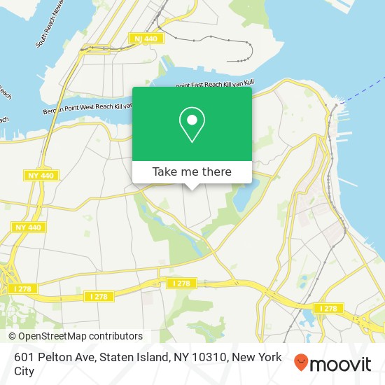 Mapa de 601 Pelton Ave, Staten Island, NY 10310